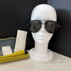 Gucci GG0447S Unisex Pilot Polarized Sunglasses